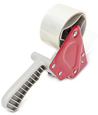 Relaxdays 10018969 Tendinastro, Dispenser Manuale Nastro Adesivo da Imballaggio, Porta-Rotolo 50mm, Rosso / Grigio