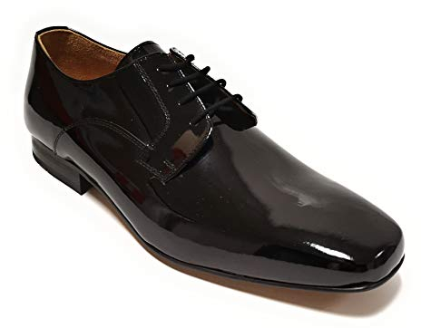 Manz Mali Ago G 0719-L Herren Schuhe Schnurhalbschuhe Lack Schwarz Laufsohle Leder (48.5 EU)