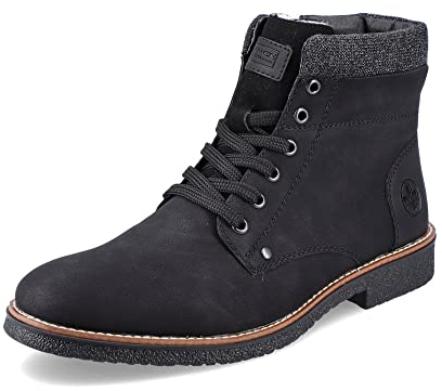 Rieker Herren Schnürstiefeletten 33640, Männer Stiefeletten,halbstiefel,Kurzstiefel,uebergangsschuhe,uebergangsstiefel,schwarz (01),43 EU / 9 UK