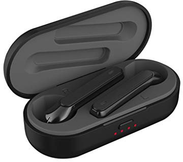 HSKB Auriculares Bluetooth, intraurales, inalámbricos, Bluetooth 5.0, True Noise Cancelling, Mini Earbuds con micrófono, TWS Mini Auriculares, HiFi, Deportes, para iPhone para Samsung, Color Negro