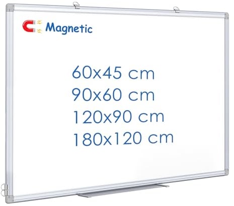 maxtek Whiteboard 90 x 60 cm, Magnetic White Board for Wall, Aluminium Frame WhiteBoard with Pen Tray, Dry Erase Board for Home Office School