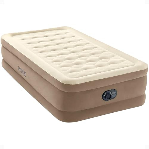 Intex Dura-Beam Deluxe Ultra Plush Luftmatratze: Fiber-Tech – integrierte elektrische Pumpe – 45,7 cm Betthöhe – 136 kg Tragkraft – Doppelgröße