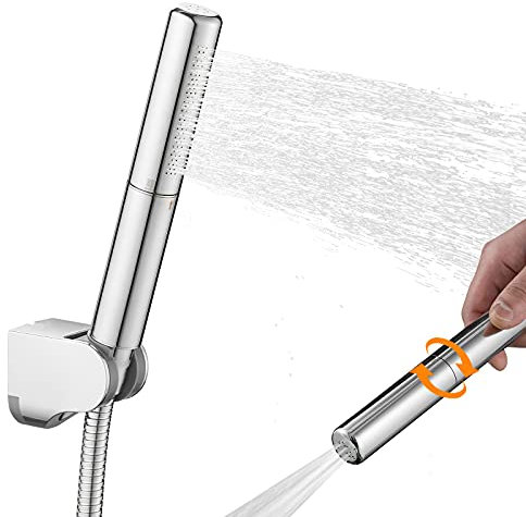 BESy 2-in-1 Handheld Shower Head, High Pressure Brass with 7 Inch Large Head, 59 Inch Hose and Bracket, Universal Powerful Bathroom Shower Head Set, Chrome Finish
