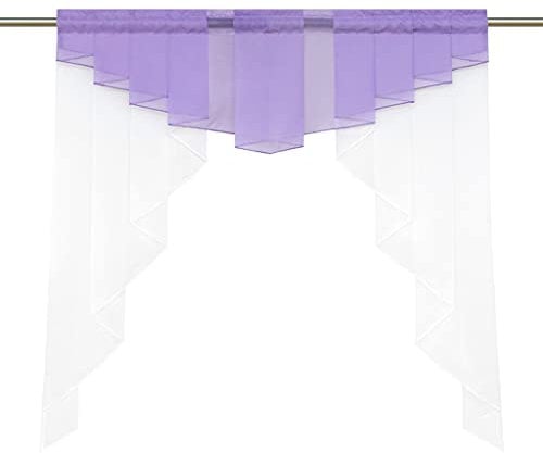 CORLIF Voile Scheibengardinen Küche Bistrogardinen Kleinfenster Gardinen mit Kräuselband oder Tunnelzug Transparente Gardinen Modern Violett BxH 120x145cm 1 Stück