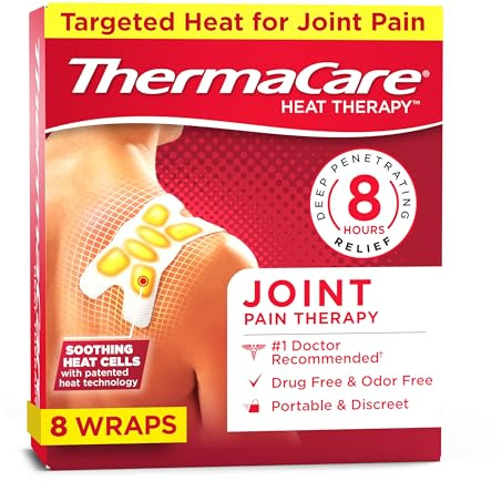 ThermaCare Portable Heating Pads - Adhesive, Disposable HeatWraps for Joint & Muscle Pain Relief - Multi-Purpose, Drug-Free Therapy with Flexible Fit (Pack of 8)