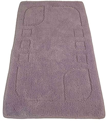 Carezza Tappeto Bagno cm 65x120 Tappetino Bagno Grande, Assorbente in Cotone e Lavabile in Latrice - Lilla