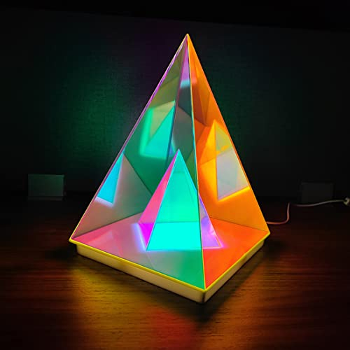 LANMOU 3D Pyramide Licht Dekoration LED Tischleuchte Modern Kinder Tischlampe Mehrfarbig Mysteriös Cube Nachtlicht Acryl Innen Dekorlampe für Wohnzimmer Kinderzimmer Schlafzimmer,15 * 15 * 20cm