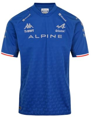 Kappa Camiseta Infantil Kombat Fernando Alonso BWT Alpine F1 Team Oficial Fórmula 1, Azul, 12 años