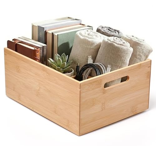 Prosumer's Choice Bambus-Aufbewahrungsbox – Holzkiste – Bambusbox für Küche, Wohnzimmer, Büro – Kunst und Handwerk Behälter Caddy Korb – Heimdekoration & Organisationszubehör 35,6 cm L x 27,9 cm B x