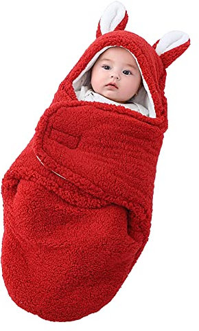 ISAKEN Neugeborenes Baby Schlafsack, Baby Kapuzendecke Nette Baumwolle die Schlafdecke Wrap Plüsch Decke Wickel Neugeborenes Schlafsack Decke für Säuglinge Babies Neugeborene 0-3 Monate