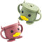 Lot de 2 tasses à goûter pour bébé en silicone avec couvercle pour tout-petit, attrape-collations anti-déversement pour bébé, faciles à tenir et portables, (rouge + vert)