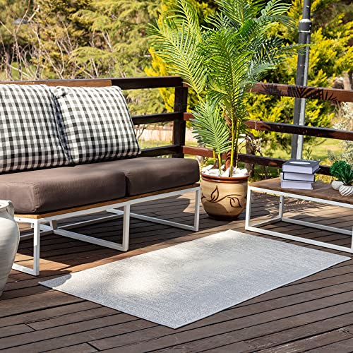 Livabliss Kemer Outdoor wetterfest - In und Outdoor für Balkon 120x170 cm, Terrasse, Garten, Küche - e Boho Style für draußen - Elfenbein und Hellgrau