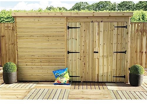 INSTALLED 9 x 7 WINDOWLESS Garden Shed Pressure Treated T&G PENT Shed + Double Doors (9' x 7' / 9ft x 7ft) (9x7)