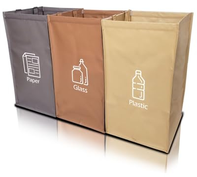 NYIKA - Mülltrennsystem 3fach - Recycling System - Mülltrennsystem - Altpapier Sammler - Mülltrennung - Mülltrennsysteme - Flaschensammler Leergut - Mülleimer für Glas, Plastik, Papier