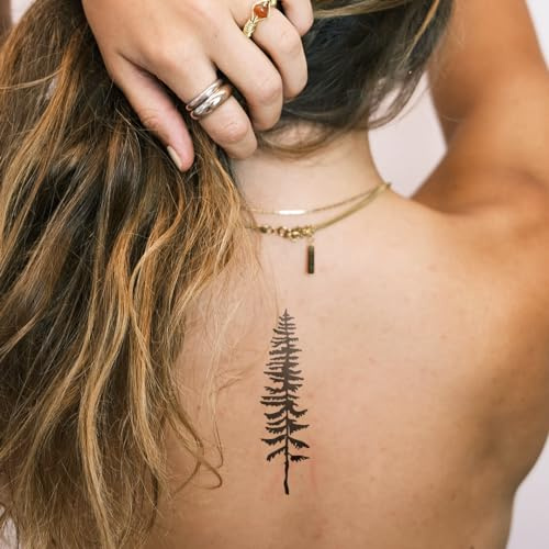 Inkster® Tannenbaum Tattoo | Temporäres Tattoo mit EU-Kosmetikzertifizierung | wasserfest + vegan | revolutionäres 2-Wochen-Tattoo | Fake Tattoos und Klebetattoos für Erwachsene