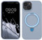 kalibri Custodia in Silicone Liquido Metallo Compatibile con Apple iPhone 13 / iPhone 14 Cover - con Anello Magnetico Compatibile con MagSafe - blu chiaro