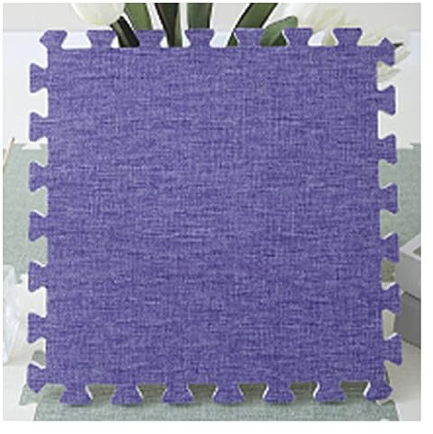 16 Stück Schaumstoff-Bodenmatte, Quadratische Ineinandergreifende Teppichfliesen, Puzzle-Spielmatte Aus Leinenstoff, Bodenfliesen, Teppiche Für Die Innenein(Size:30x30x1cm,Color:Lila)