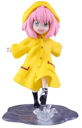 REOZIGN Anya Forger Figur, Anya Forger trägt eine gelbe Regenfigurenstatue, 15 cm / 5,9 Zoll, PVC-Cartoon-Figur