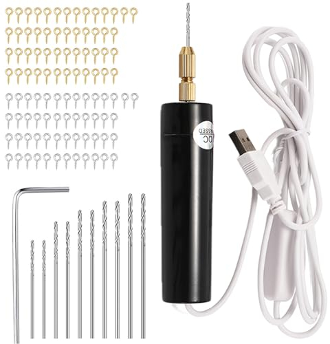 Mini Perceuses électriques Portablesc,Mini Perceuse à Main Artisanale Rechargeable 5V avec Forets et Clé,0,7 à 1,2 mm Perceuse électrique USB pour la Fabrication de Bijoux