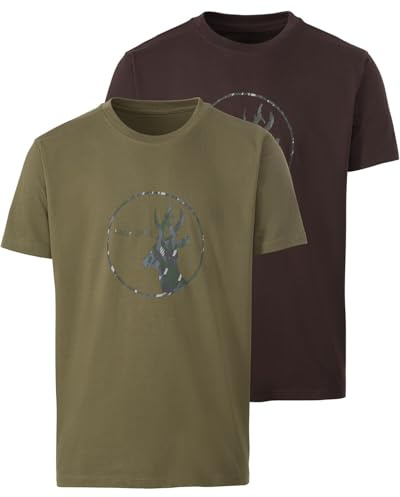 Parforce T-Shirts 2er-Pack Bock Camo | Praktischer Doppelpack. Aus reiner Baumwolle mit Rehbock-Printmotiv.
