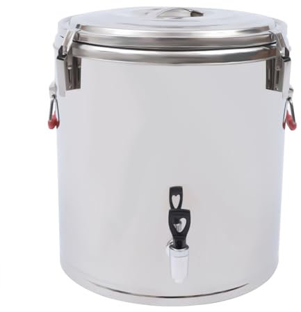 Jolre Chauffe-plat de 40 litres avec couvercle, réfrigérateur en acier inoxydable, chauffe-plats pour le transport des aliments, couleur argent.