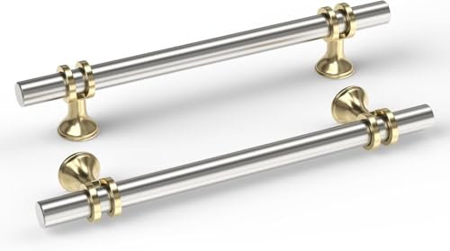 goldenwarm 10 Pack Brushed Satin Nickel Kitchen Handles 128mm Hole Centers Kitchen Cabinet Handles Silver Drawer Pulls