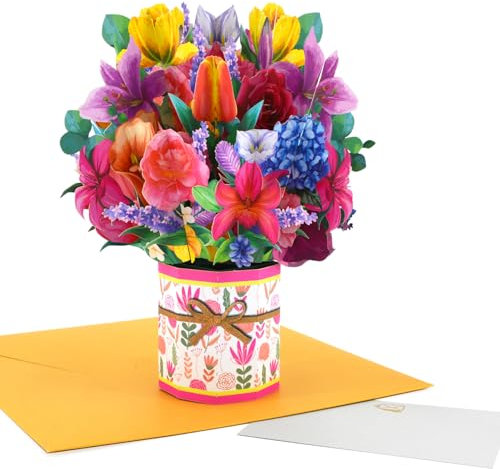 Fassory 3D-Pop-Up-Blumenkarte, handgefertigt, Blumenstrauß, Geburtstagskarte, Hochzeitstag, Dankeskarte für Frauen, Mutter, Schwester, Tante, Oma, Freund, Blumenstrauß