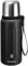 Termo aislado al vacío con taza, 600 ml, botellas térmicas de acero inoxidable para bebidas frías y calientes, termo de agua y café con taza (negro, 600 ml)
