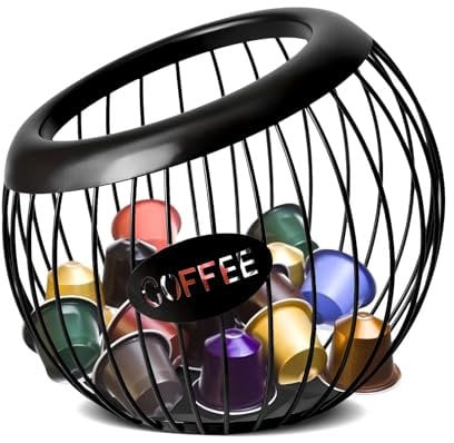 MEETOZ Coffee Pod Holder, Metal Large Capacity Cup Holder Coffee Capsule Storage Basket for Coffee Bar, Coffee Station Organizer, Coffee Bar Accessories