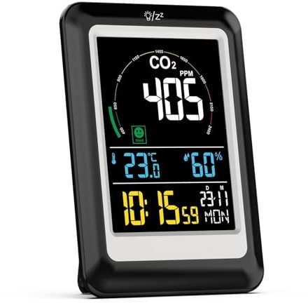 ZKLGS Air Quality Monitor, 5 In 1 Air Quality Monitor Multifunctional Real-time Dectect Carbon Dioxide Meter Digital Temperature Humidity Sensor for Home Office School