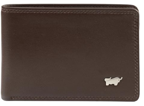 BRAUN BÜFFEL - Geldbörse Herren aus echtem Rindleder Golf 2.0 - Geldbeutel Portemonnaie schmales Design für Männer mit 4 Kartenfächern - Klassisches Portmonee mit Münzfach & Netzfach - Edles Braun