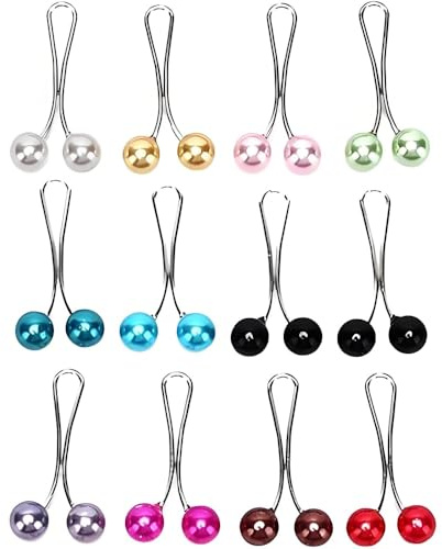 12 Stück Damen Hijab Pins Clips Perlen-Sicherheitsnadeln Hijab-Schal-Clips Mehrfarbige Kopftuch-Perlennadeln U-förmiger Clip für Damen-Schmuckzubehör Kopftuch Schals