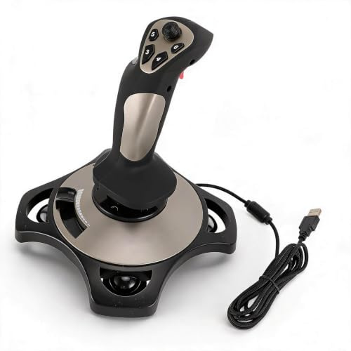 Dpofirs Joystick de Vuelo para PC, Joystick Simulador de Vuelo con Vibración y Acelerador, 12 Botones Programables, 4 Ejes, Plug and Play, para Computadora Portátil con PC