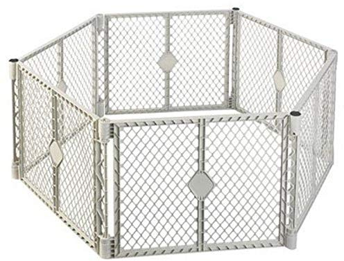 North States Industries State IND 8666 Grey 6 Panel Play Gate, White