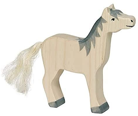 Holztiger Pferd, Kopf hoch, graue M�hne, 80360