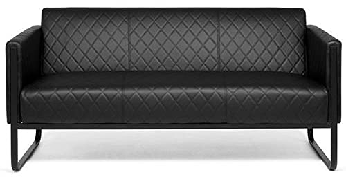 hjh OFFICE Lounge-Sofa 3-Sitzer Aruba Black Kunstleder Polstersofa Couch modern mit Metallgestell, 159 x 78 x 71 cm, Schwarz