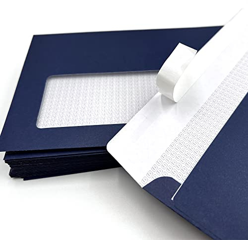 100 Fensterumschläge, Azur, Königsblau, Dunkelblau, DIN lang = 220 x 110 mm, Haftklebestreifen, Briefumschläge mit Sichtfenster