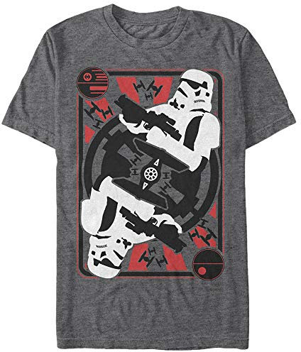 Star Wars Herren Trooper Card T-Shirt, Dunkelgrau meliert, Klein