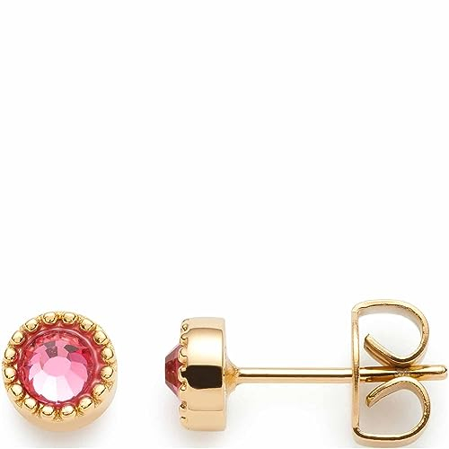 JEWELS BY LEONARDO Ohrstecker Anka 1 Paar • Ohr-Schmuck aus goldfarbenem Edelstahl • pinker Glaskristall eingefasst mit ziselierten Rand • Schmuck Geschenk für Frauen • 023233