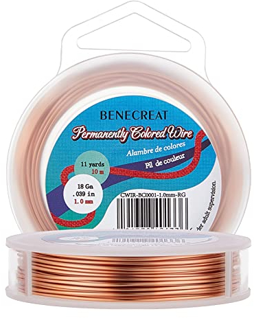 BENECREAT 18Gauge (1.0mm) Anlaufbeständiger Kupferdraht Schmuck Schmuckdraht, 10M/11Yard