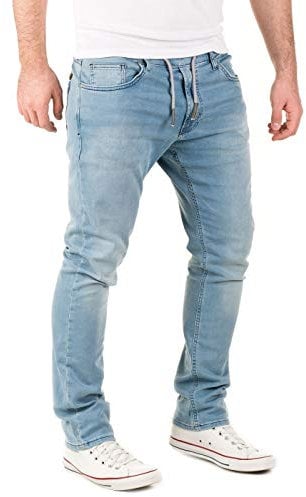 WOTEGA Noah - Sweathose in Jeans Optik - Herren Jogginghose Slim Fit - Denim Joggers Für Männer, Blau (Blue Shadow 3R4020), W40/L30