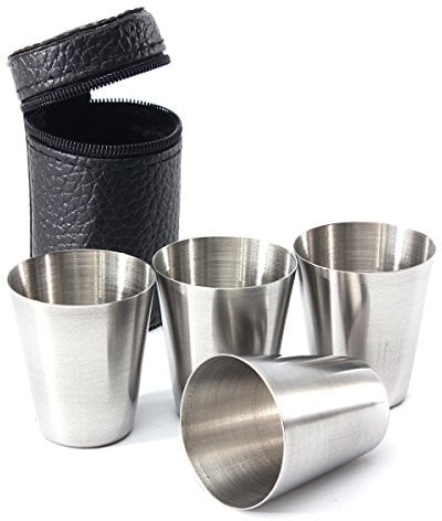 Tutoy 4pcs Taza de Camping de Acero Inoxidable Tazas Bebiendo té de café con Estuche