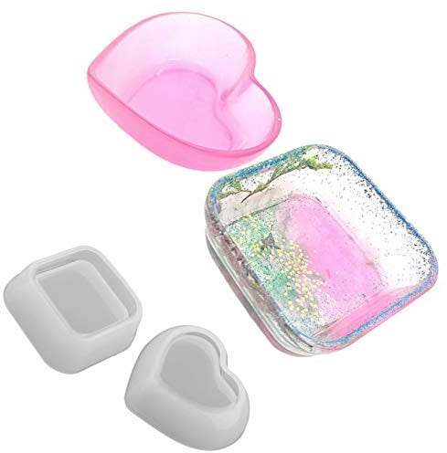 Resin Tray Mould- 2 Pcs Heart Square Shape Jewelry Tray Moulds Soap Dish Ashtray Epoxy Resin Casting Mold Candle Holder Making Silicone Molds for Resin Crafts