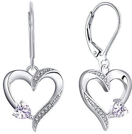 YL Herz Ohrringe 925 Sterling Silber Schnitt Juni Geburtsstein Alexandrit Liebe Herz Tropfen Ohrringe für Damen