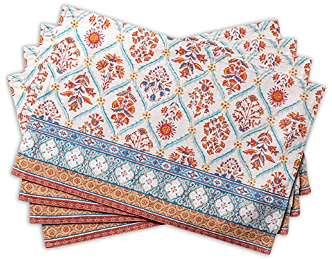 Maison d 'Hermine Romane 100% Baumwolle Set mit 4 Tischsets für den Esstisch | Küche | Hochzeit | Alltag | Dinnerpartys | Thanksgiving/Weihnachten (33CM x 48CM)