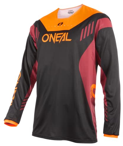 O'NEAL | Mountainbike-Trikot | MTB Mountainbike DH Downhill FR Freeride | Atmungsaktives Material, maximale Bewegungsfreiheit | Element FR Jersey Hybrid V.22 | Erwachsene | Schwarz Rot Orange | S