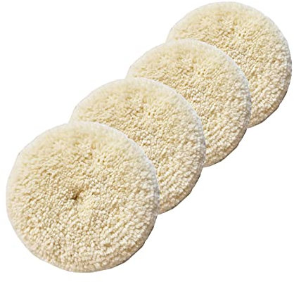 Sisha Wool Polishing Pads, 4 Pack 6 Buffing Pads with Hook and Loop Back for Compound, Cutting & Polishing, 100% Natural Wool, Thick and Aggressive