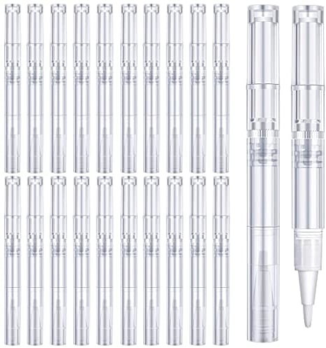 BAQI 20 Pieces 3ML Transparent Nail Twist Pens, Empty Nail Cuticle Oil Pen with Brush Tip, Cosmetic Container Applicators Eyelash Growth Liquid Tube