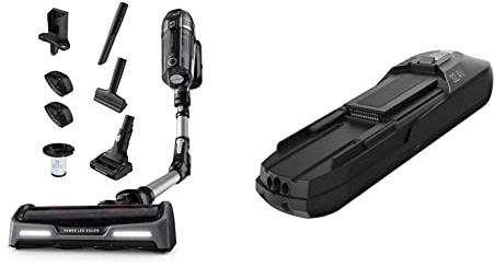 Rowenta RH9958 X-Force Flex 14.60 kabelloser Staubsauger | inkl. Handstaubsauger | 200 Airwatt Saugleistung | 70 Min. Laufzeit | schwarz/silber + ZR009702 X-Force Flex Akku, Schwarz