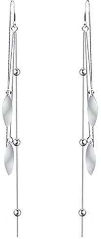 Threader Earrings for Women 925 Sterling Silver Tassel Chain Earrings Minimalist Threader Dangle Earrings for Women